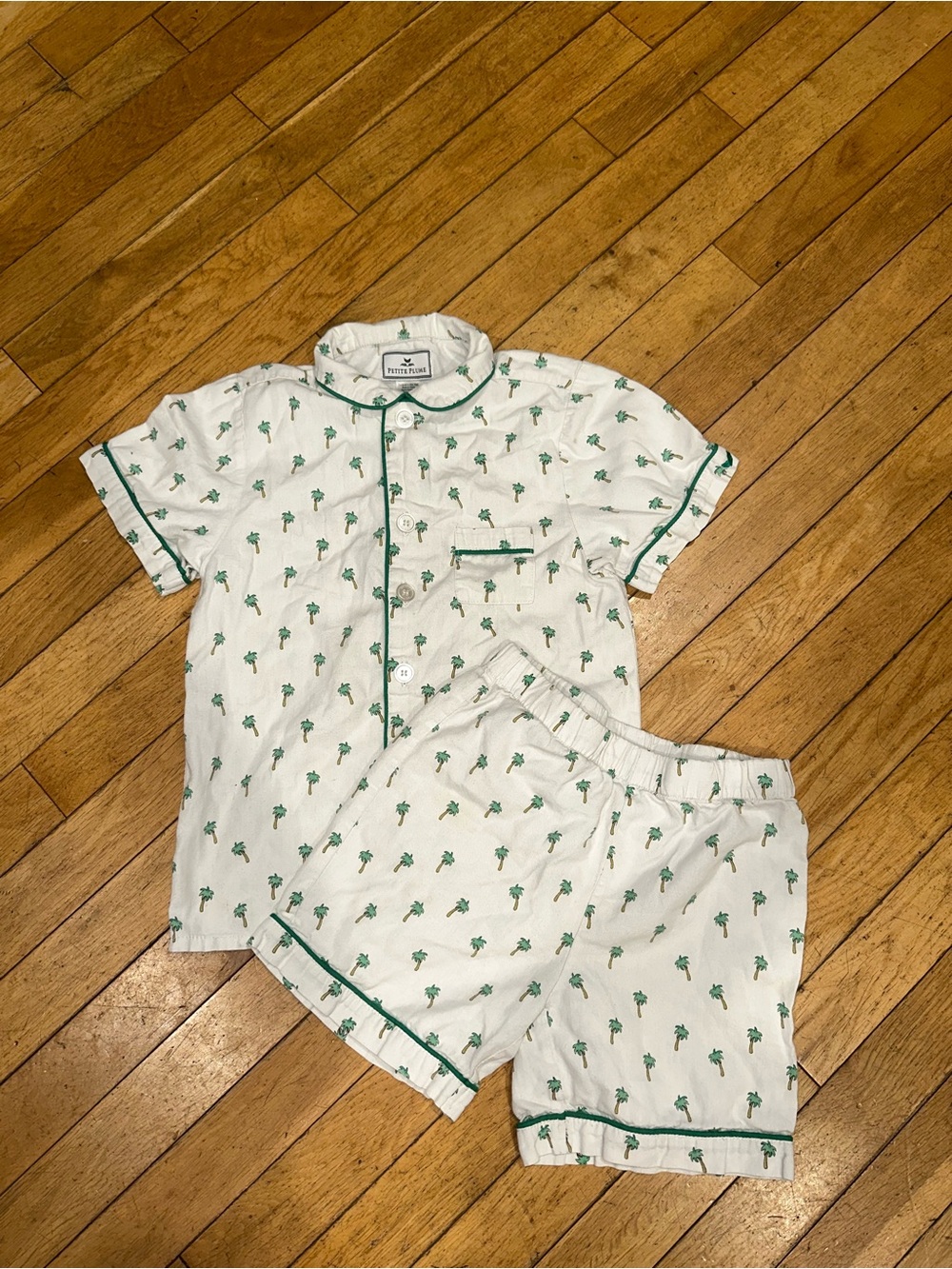 Kid’s Unisex Petit Plume short sleeve button down pajama matching set